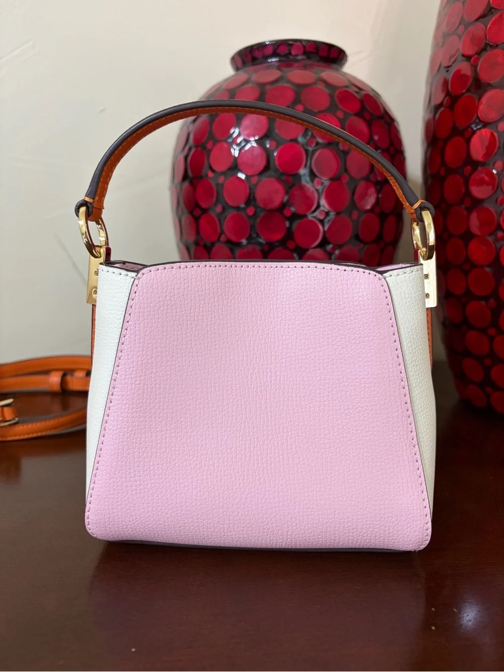 Kate Spade Phoebe Mini Top Handle Crossbody Pink, White and Orange Colorblock - Picture 6 of 16